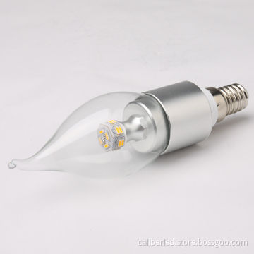 3W LED candle bulb with 90-265V AC input voltages, 3-year warranty